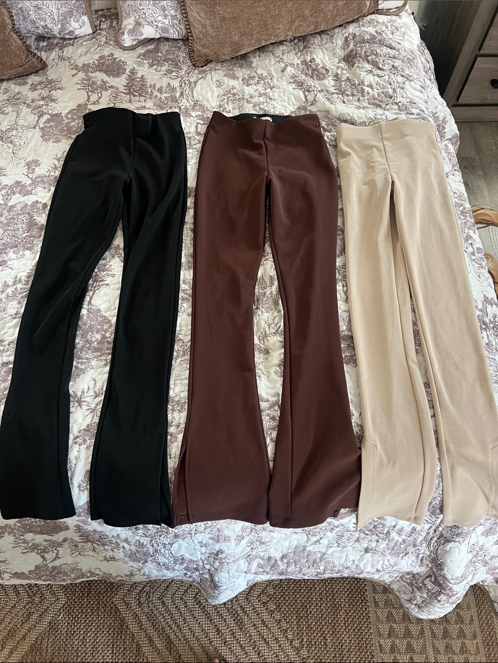 Zara Women’s Stretch Flare Pants bundle - Black, Brown, Beige